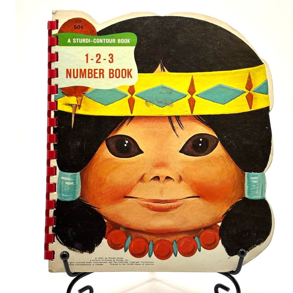 Vintage 1965, 1-2-3 Number Book, A Sturdi-Contour Book by Wonder Books, Spiral